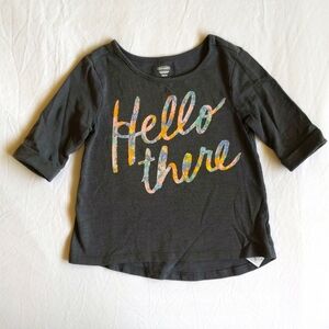 old navy gray slub knit graphic 3/4 sleeve swing top 2T toddler girls
